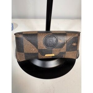 Fendi Occhiali Vintage Eyeglass Case Brown Black Pequin Checkered Logo Italy